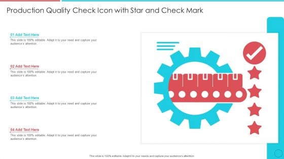 Production Quality Check Icon With Star And Check Mark Demonstration PDF