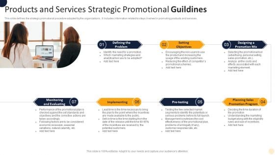 Products And Services Strategic Promotional Guildines Graphics PDF