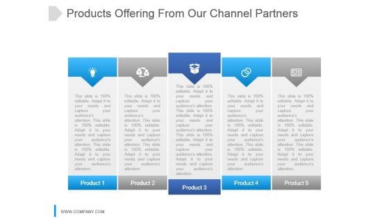 Products Offering From Our Channel Partners Ppt Slide Template