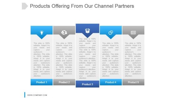 Products Offering From Our Channel Partners Ppt Slide Template Products Offering From Our Channel Partners Ppt Slide Template