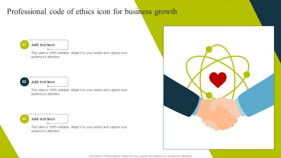 Professional Code Of Ethics Icon For Business Growth Elements PDF