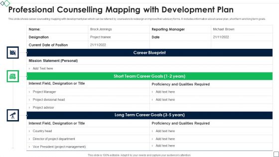 Professional Counselling Mapping With Development Plan Microsoft PDF