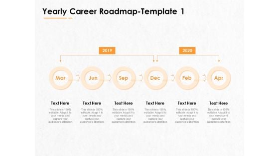 Professional Development And Career Planning Roadmap Yearly Career Roadmap 2019 To 2020 Ppt Summary Inspiration PDF