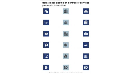 Professional Electrician Contractor Services Proposal Icons Slide One Pager Sample Example Document