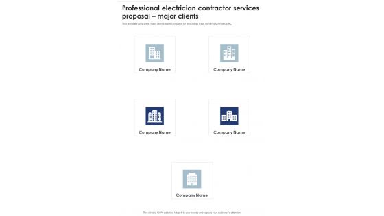 Professional Electrician Contractor Services Proposal Major Clients One Pager Sample Example Document Professional Electrician Contractor Services Proposal Major Clients One Pager Sample Example Document
