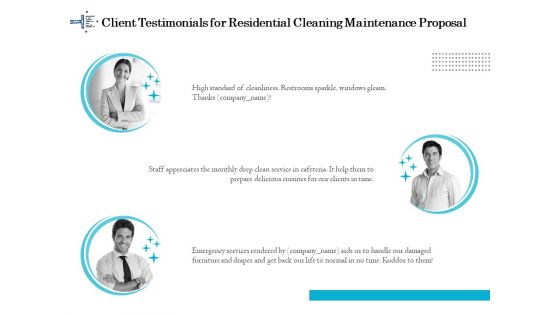 Professional House Cleaning Service Client Testimonials For Residential Cleaning Maintenance Proposal Summary PDF