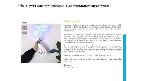 Professional House Cleaning Service Cover Letter For Residential Cleaning Maintenance Proposal Elements PDF