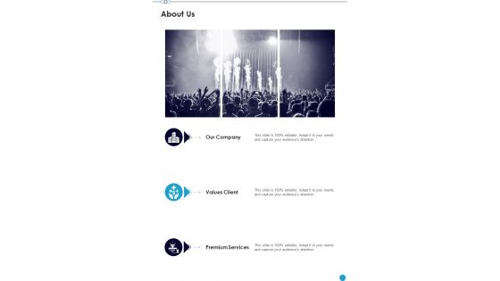 Professional Musician Proposal About Us One Pager Sample Example Document