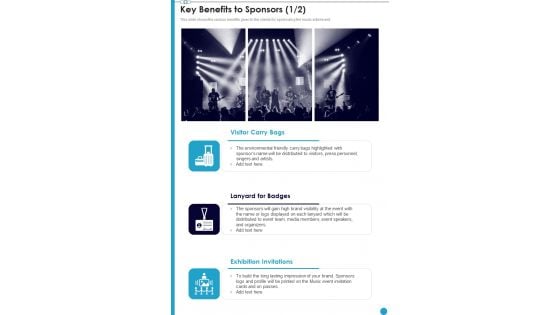Professional Musician Proposal Key Benefits To Sponsors One Pager Sample Example Document Professional Musician Proposal Key Benefits To Sponsors One Pager Sample Example Document