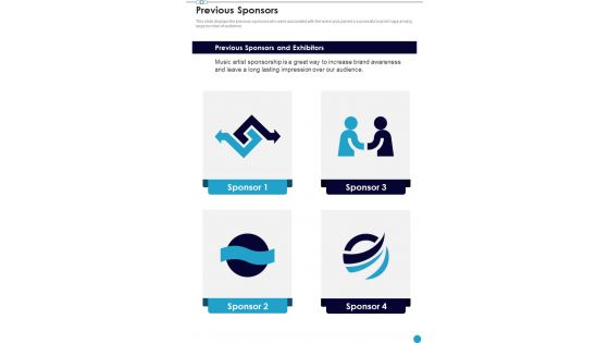 Professional Musician Proposal Previous Sponsors One Pager Sample Example Document Professional Musician Proposal Previous Sponsors One Pager Sample Example Document