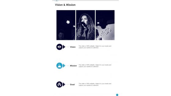 Professional Musician Proposal Vision And Mission One Pager Sample Example Document