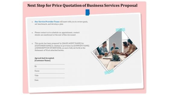 Professional Next Step For Price Quotation Of Business Services Proposal Professional PDF