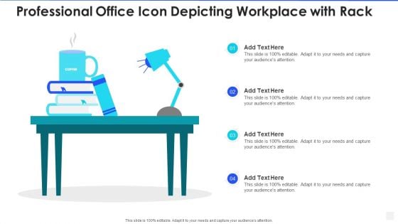 Professional Office Icon Depicting Workplace With Rack Icons PDF