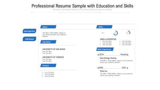 Professional Resume Sample With Education And Skills Ppt PowerPoint Presentation Model Slides PDF