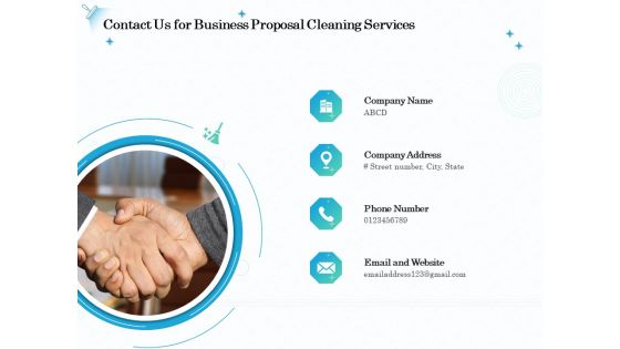 Professional Sanitation Solutions Contact Us For Business Proposal Cleaning Services Ppt Layouts Sample PDF