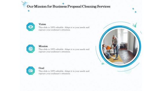 Professional Sanitation Solutions Our Mission For Business Proposal Cleaning Services Ppt Gallery Graphics Design PDF