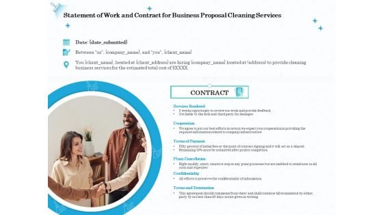 Professional Sanitation Solutions Statement Of Work And Contract For Business Proposal Cleaning Services Demonstration PDF