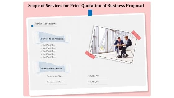 Professional Scope Of Services For Price Quotation Of Business Proposal Designs PDF