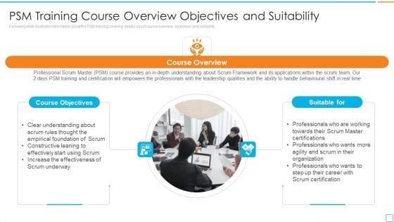 Professional Scrum Master Certification PSM Training Course Overview Objectives Portrait PDF