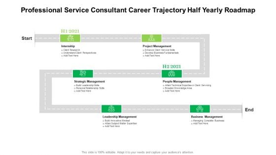 Professional Service Consultant Career Trajectory Half Yearly Roadmap Inspiration