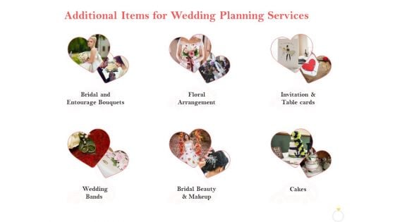 Professional Wedding Planner Additional Items For Wedding Planning Services Ppt PowerPoint Presentation Gallery Display PDF