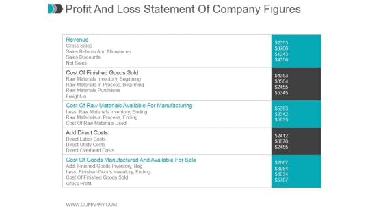 Profit And Loss Statement Of Company Figures Ppt PowerPoint Presentation Examples