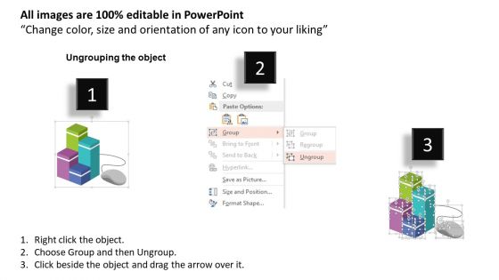 Profit Growth Bars With Icons And Mouse Powerpoint Template