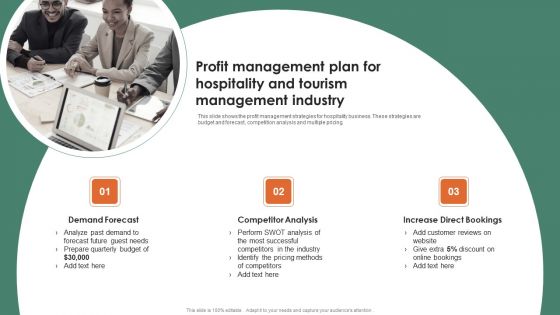 Profit Management Plan For Hospitality And Tourism Management Industry Background PDF