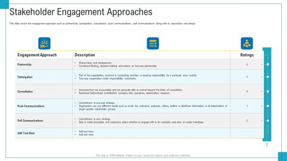 Program And PME Stakeholder Engagement Approaches Ppt Icon Example PDF