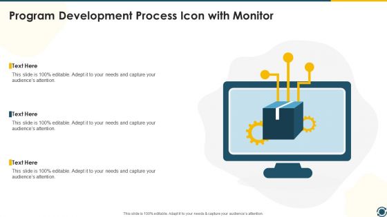 Program Development Process Icon With Monitor Summary PDF