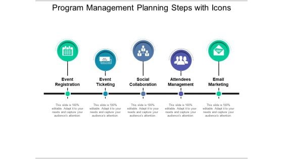 Program Management Planning Steps With Icons Ppt PowerPoint Presentation Professional Display