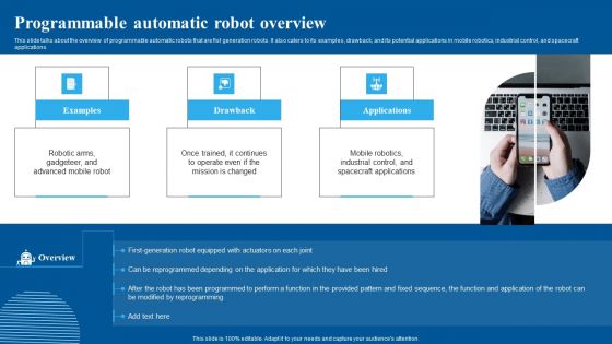 Programmable Automatic Robot Overview Inspiration PDF