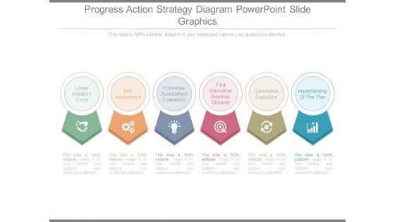 Progress Action Strategy Diagram Powerpoint Slide Graphics