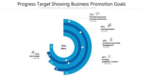 Progress Target Showing Business Promotion Goals Ppt PowerPoint Presentation Gallery Clipart PDF