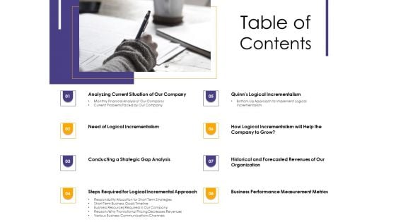 Progressive Table Of Contents Ppt Summary Themes PDF