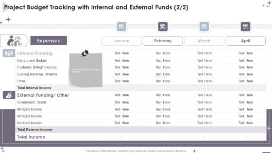 Project Administration Bundle Project Budget Tracking With Internal And External Funds Graphics PDF