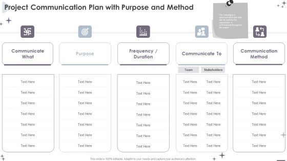 Project Administration Bundle Project Communication Plan With Purpose And Method Sample PDF