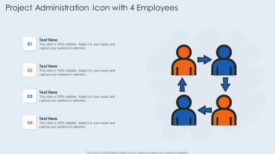 Project Administration Icon With 4 Employees Rules PDF