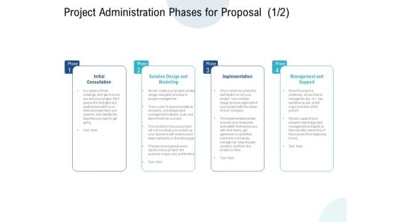 Project Administration Phases For Proposal Initial Ppt PowerPoint Presentation Model Graphics Template