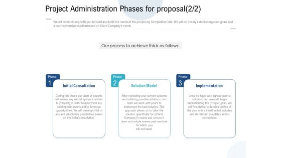 Project Administration Phases For Proposal Model Ppt PowerPoint Presentation Infographics Ideas