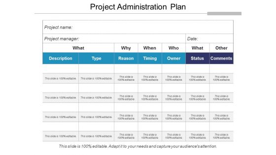 Project Administration Plan Ppt PowerPoint Presentation Icon Layouts