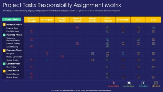 Project Administration Playbook Project Tasks Responsibility Assignment Matrix Background PDF