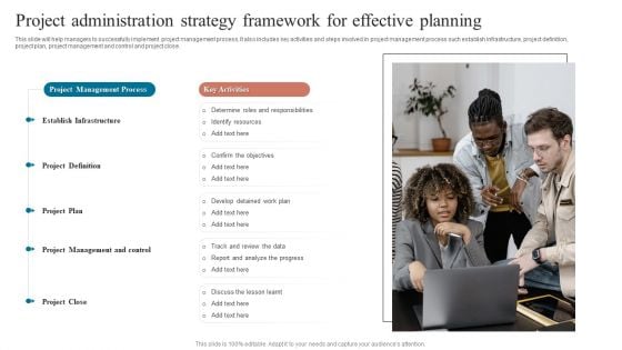 Project Administration Strategy Framework For Effective Planning Portrait PDF