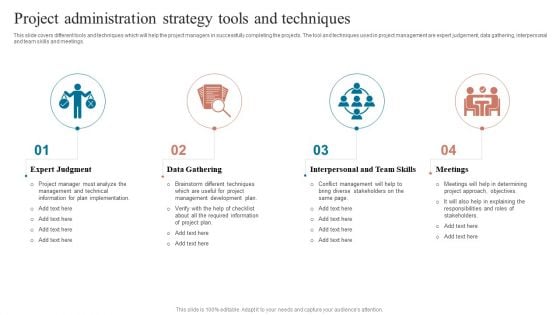 Project Administration Strategy Tools And Techniques Summary PDF