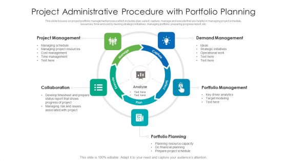 Project Administrative Procedure With Portfolio Planning Ppt PowerPoint Presentation Gallery Infographic Template PDF