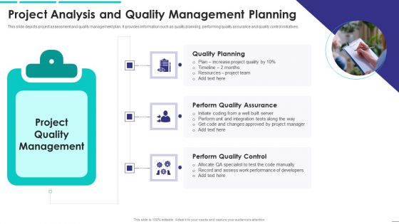 Project Analysis And Quality Management Planning Mockup PDF