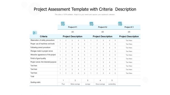 Project Assessment Template With Criteria Description Ppt PowerPoint Presentation Outline Guide