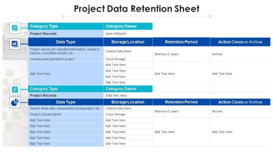 Project Assessment Templates Bundle Project Data Retention Sheet Ppt Summary Grid PDF