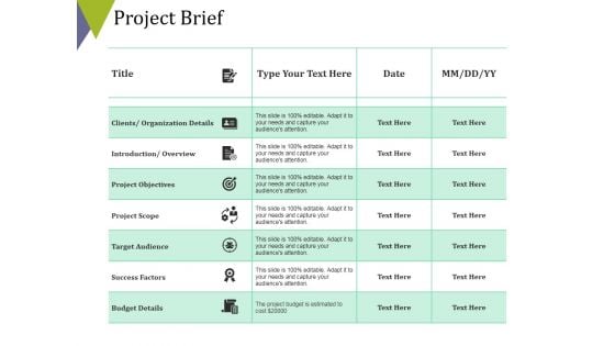 Project Brief Ppt PowerPoint Presentation Infographics Tips