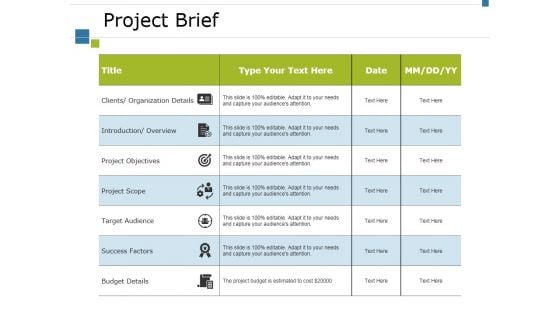 Project Brief Ppt PowerPoint Presentation Layouts Smartart